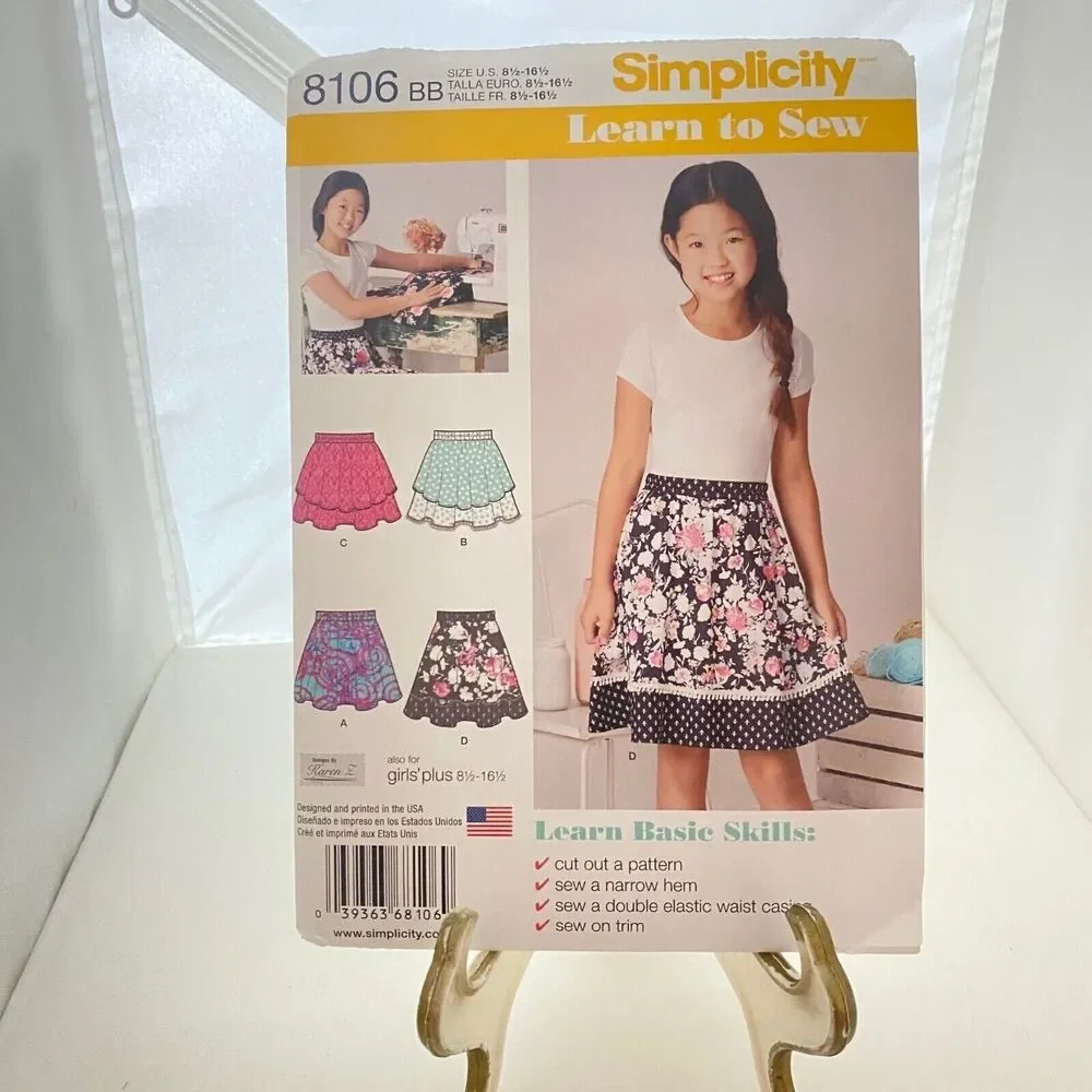 #8106 Simplicity Girls Skirts Sewing Pattern Size 8 1/2-16 1/2